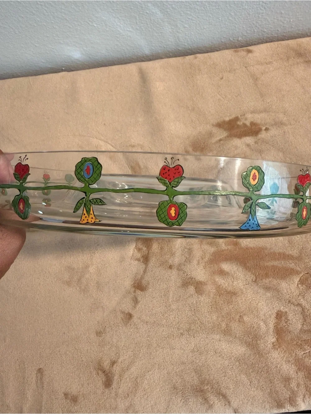Glass Divided Server with Colorful Floral Motif